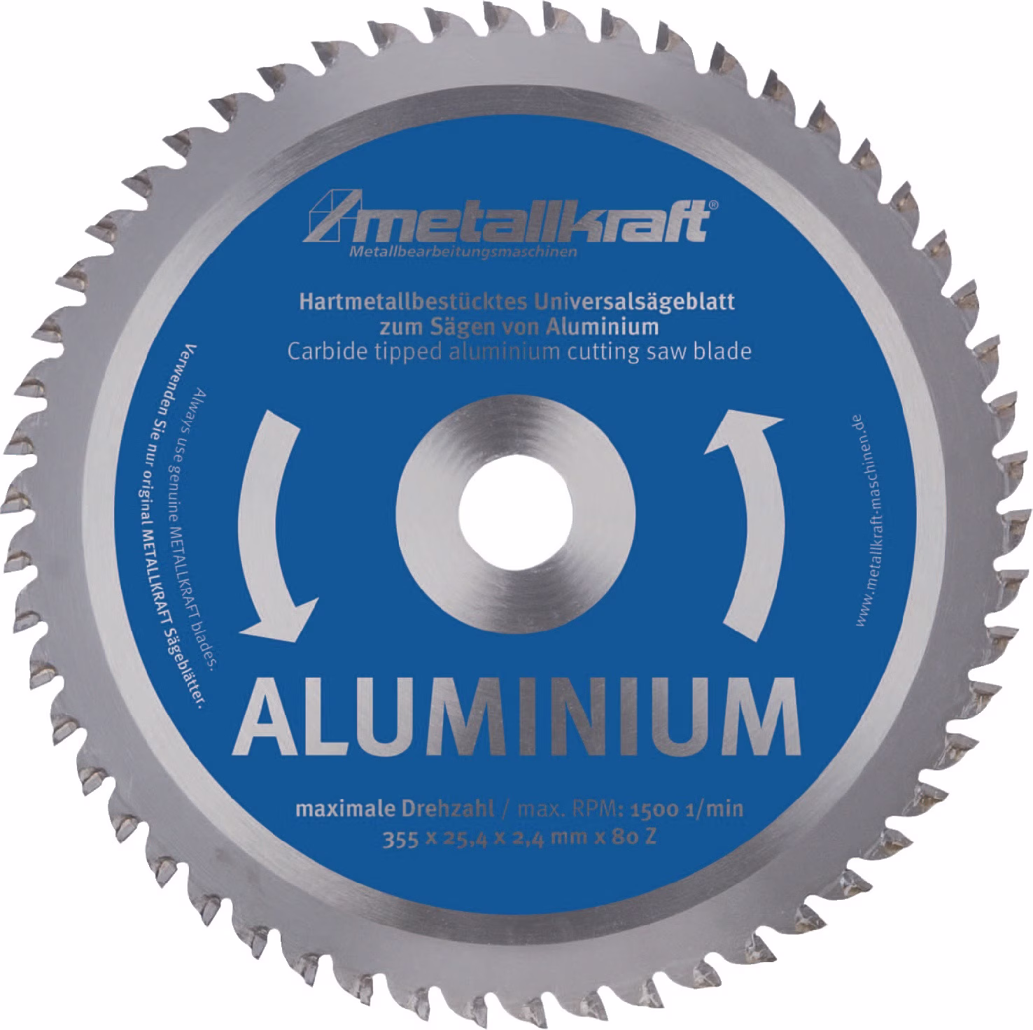 Metallkreissägeblatt Sägeblatt-Ø 355 mm Breite 2,4 mm HM Bohrungs-Ø 25,4 mm METALLKRAFT