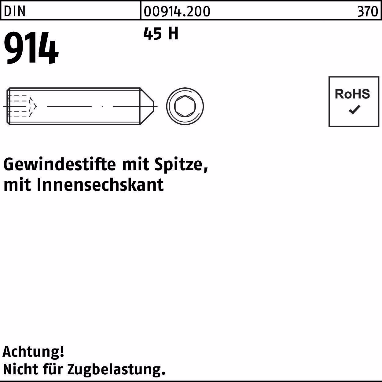 Gewindestift DIN 914 Spitze/Innen-6kt