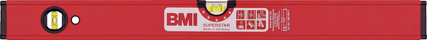 Wasserwaage SUPERSTAR Alu.rot ± 0,5 mm/m