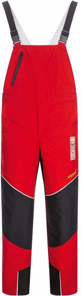 Schnittschutzlatzhose SPEIERLING rot/schwarz/gelb