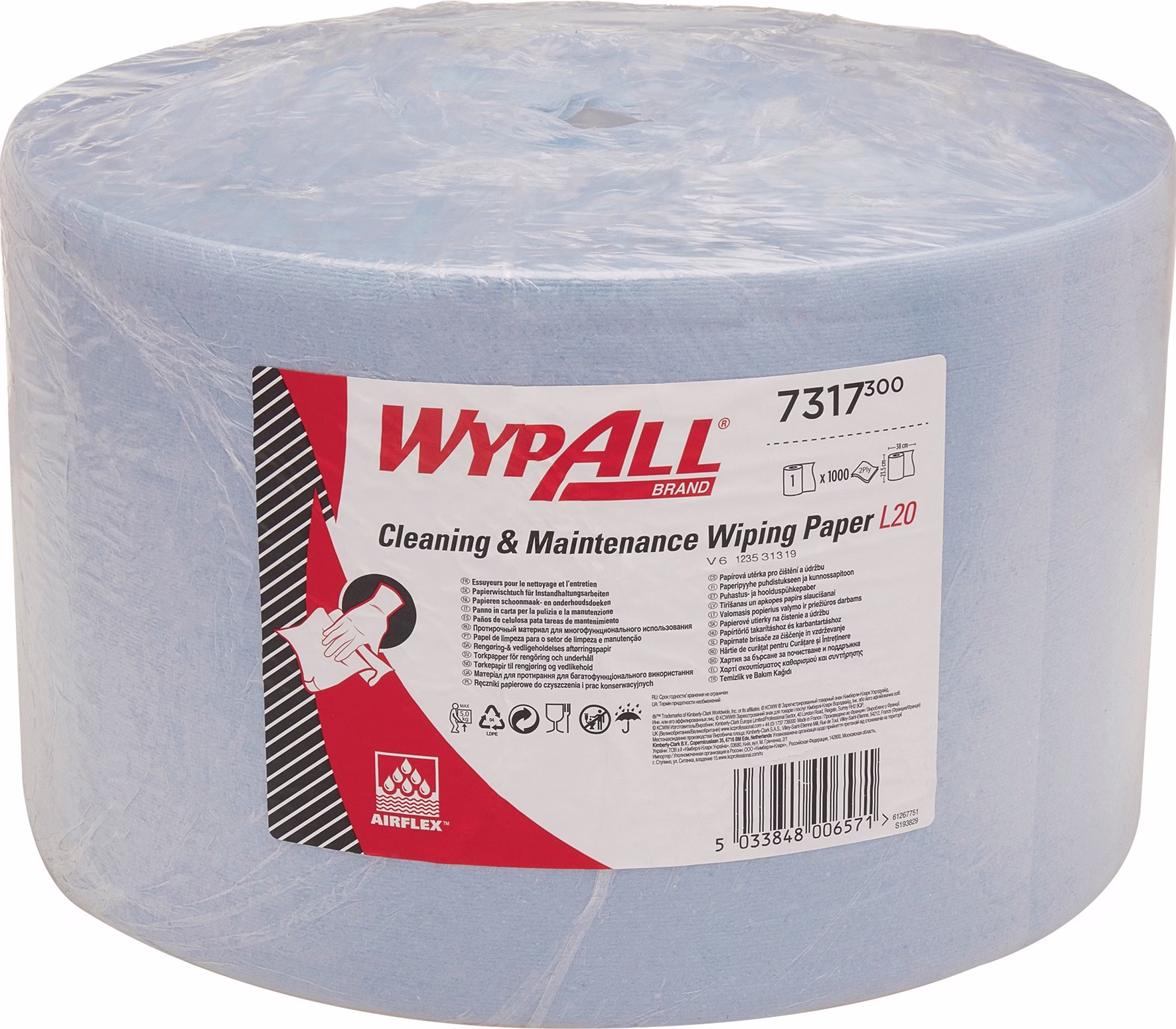 Wischtuch WYPALL L20 EXTRA+ 7317 L.ca.380xB.ca.235mm blau 2-lag