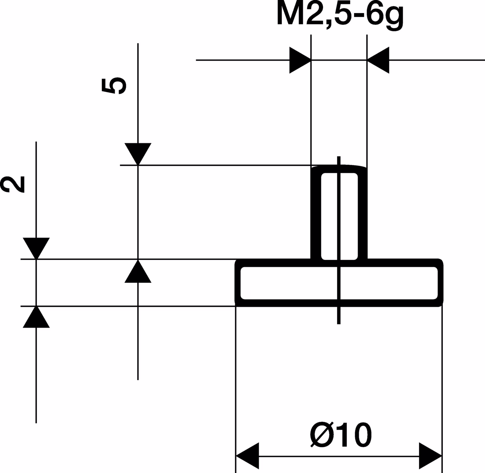 Messeins.D.10mm plan M2,5 HM z.Messuhren