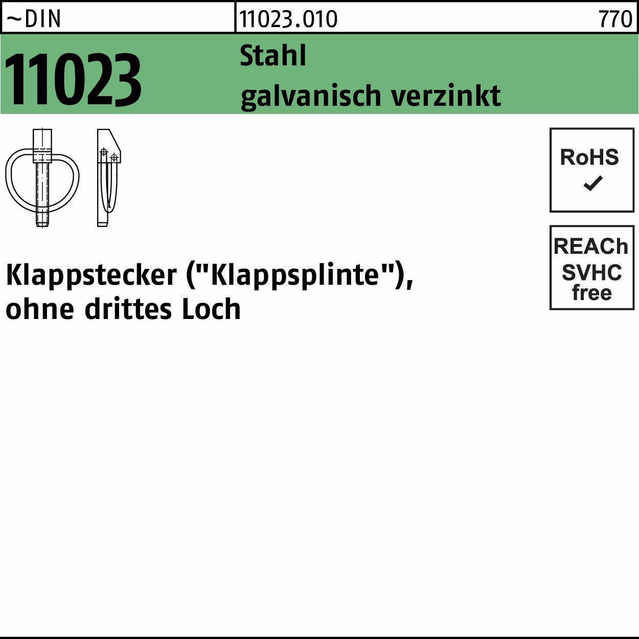 Klappstecker DIN 11023 42 Stahl galv.verz. 50