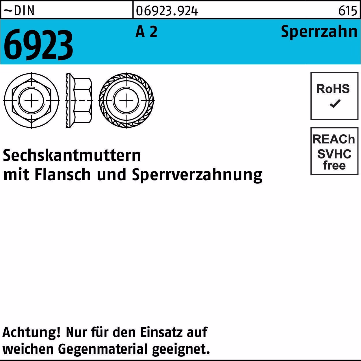 Sechskantmutter DIN 6923 Flansch A Sperrzahnung