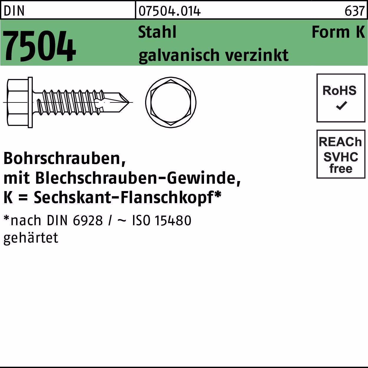 Bohrschraube DIN 7504 6-kt-Flanschkopf K Stahl galv.verz.