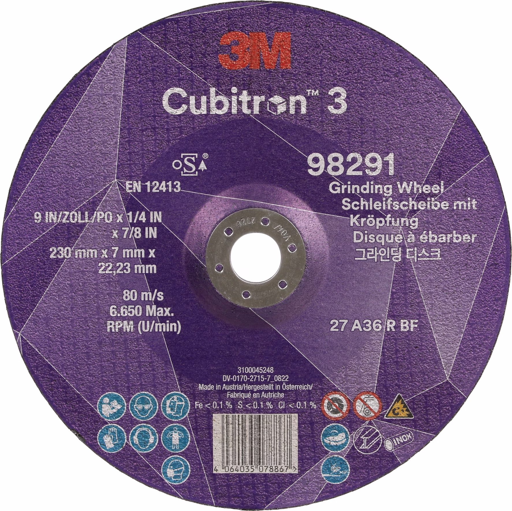 Schruppscheibe Cubitron™ 3 D230xS7mmKörnung 36+ gekr.3M™ Cubitron™ 5