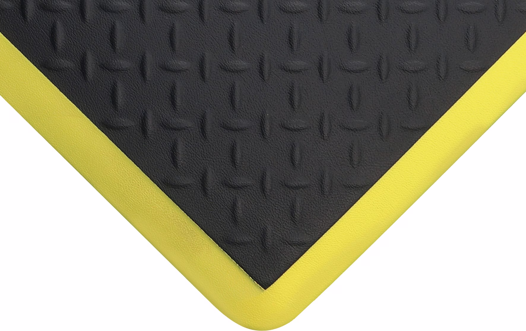 Arbeitsplatzbodenbelag L900xB600xS18mm schwarz m.gelben Streifen PU