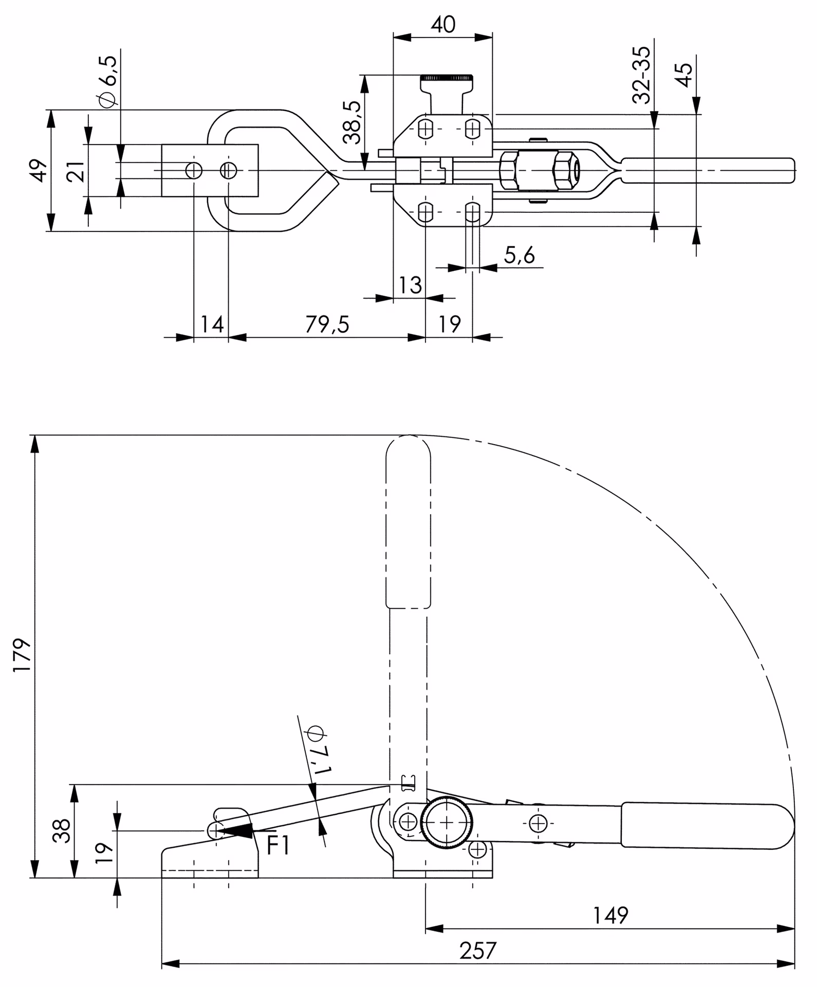 Verschlussspanner Nr.6847SU Gr.3 horiz.Sicherheitsverriegelung