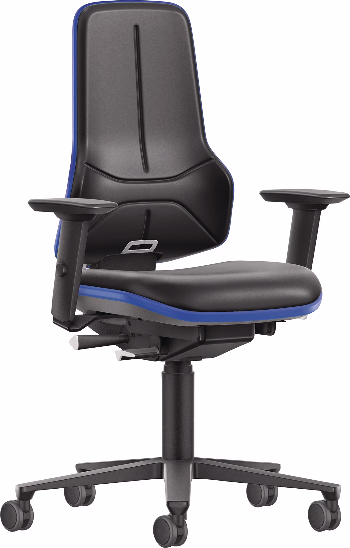 Arbeitsdrehstuhl Rl.Kunstlederpolster schwarz blau 470-640mm