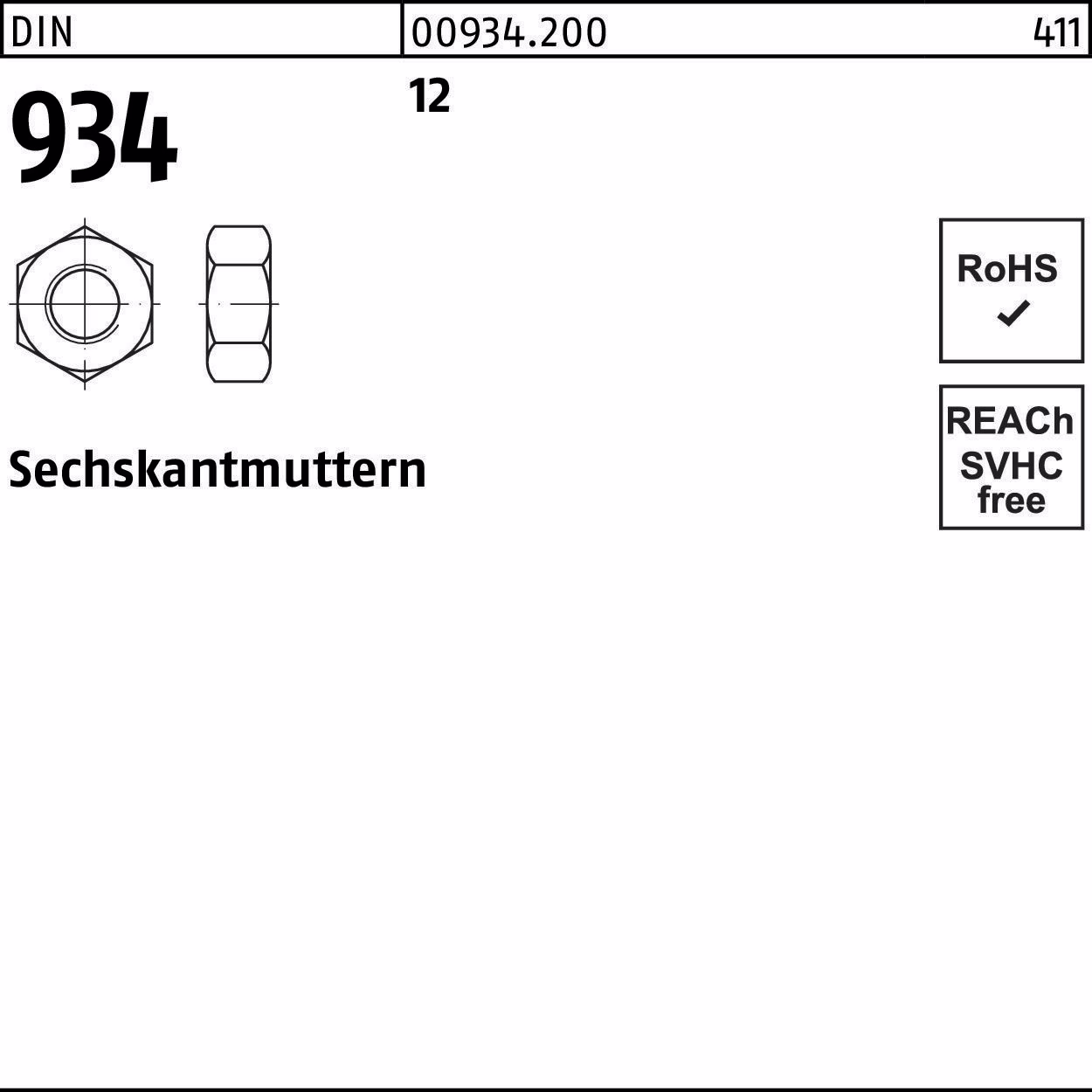 Sechskantmutter DIN 934 12