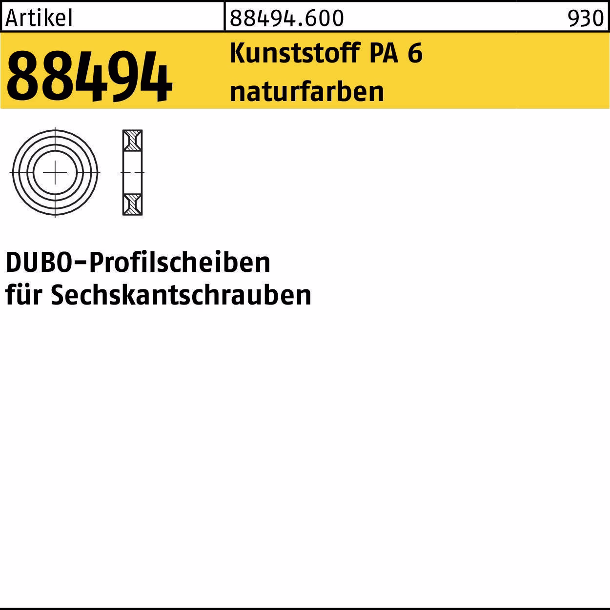 Profilscheibe R 88494 f.6-kantschrauben Polyamid 6 naturfarben DUBO