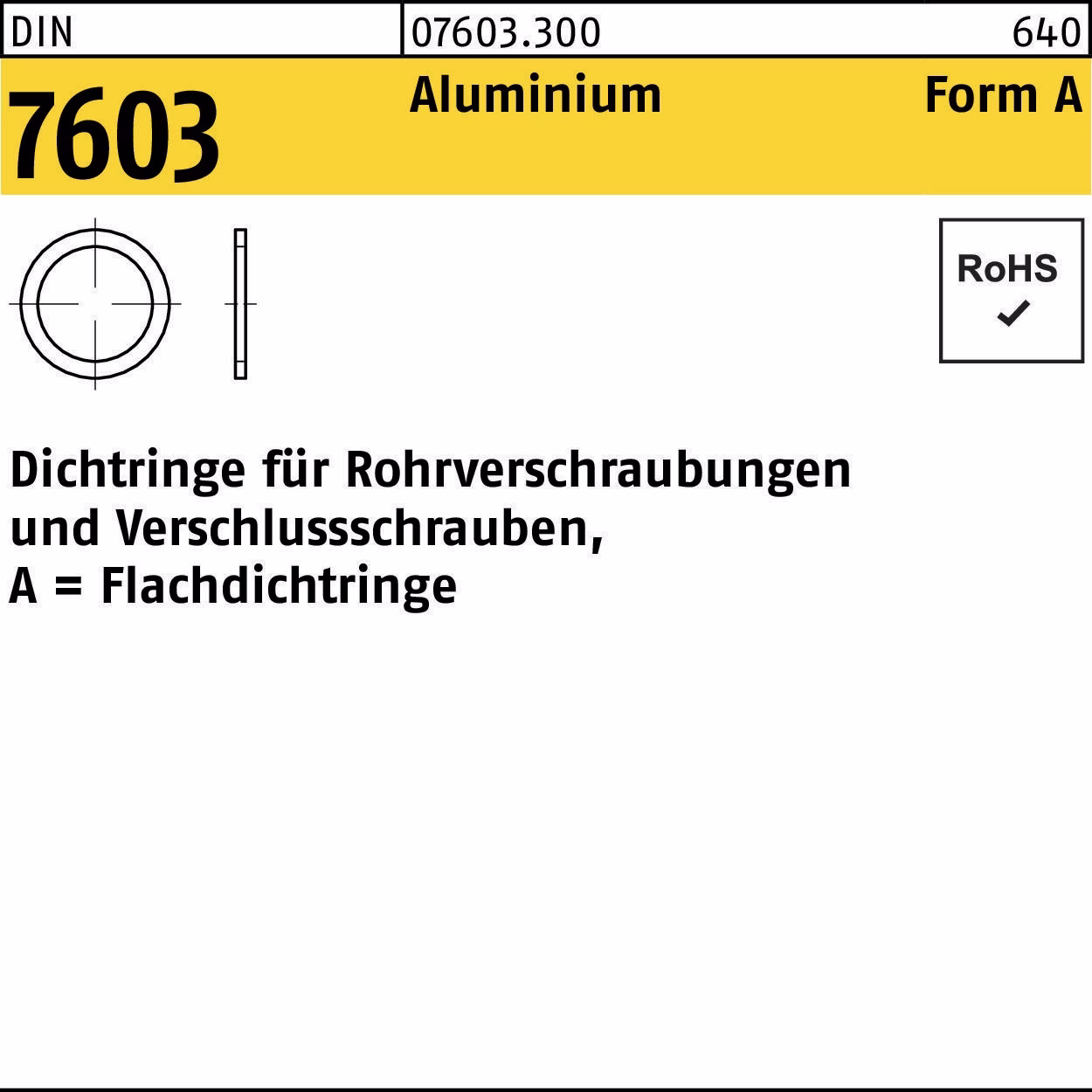 Flachdichtring DIN 7603 10x14x1 Aluminium 100 Stück
