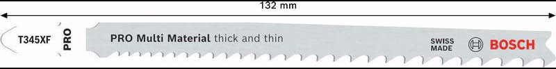 Stichsägeblatt T 345 XF Gesamt-L.132mm Zahnt.2,4 -5mm BiM 5 St./Karte