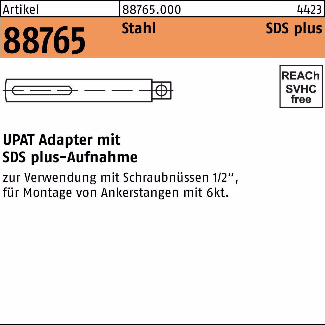 Adapter R 88765 SDS-PLUS 1/2VK Stahl 1 Stück