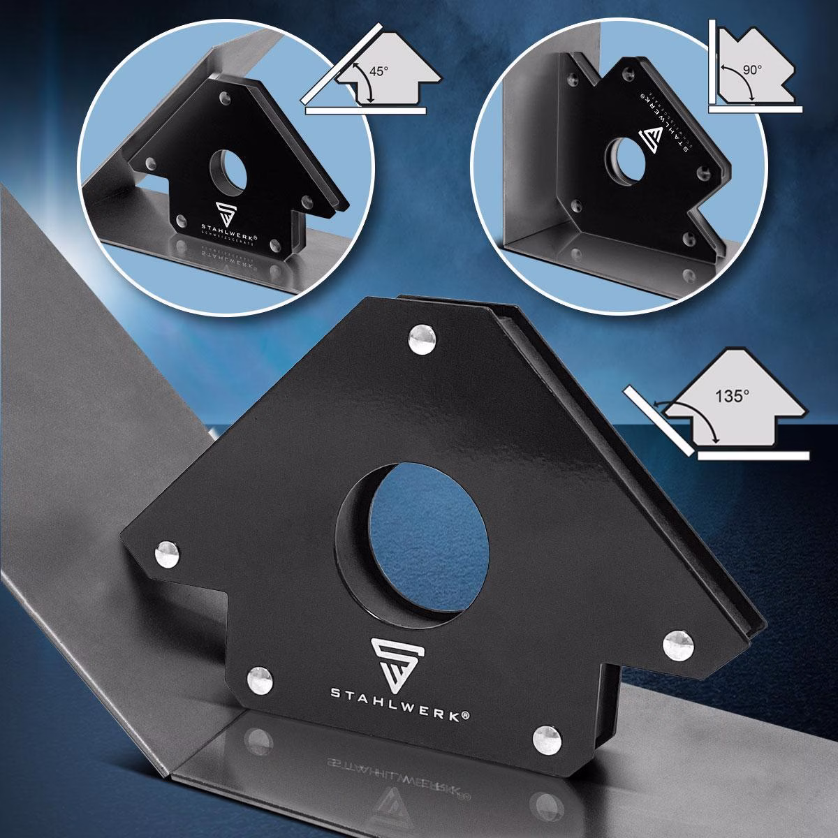 Magnet-Schweißwinkel 34 kg/75 lbs daN 45Grad, 90Grad, 135Grad