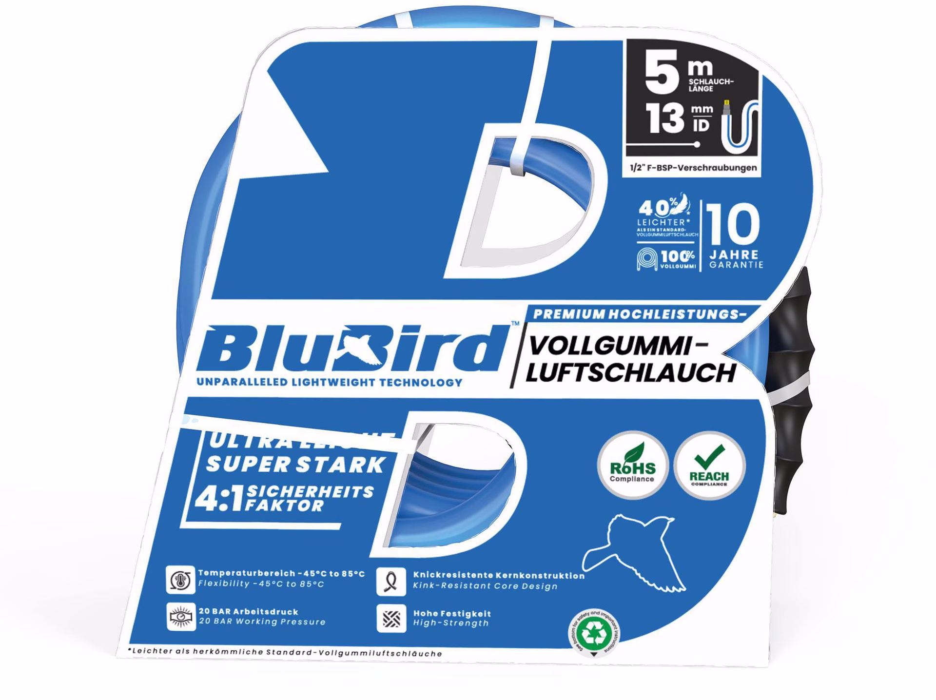 Werkstattschlauchset BluBird ID 13mm AD 20mm L.5m Schnellver.Kup.