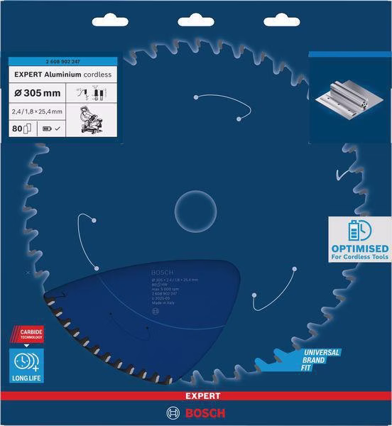 Kreissägeblatt EXPERT Alu.cordless AD 305mm Z.80 Bohr.25,4mm Schnitt-B.2,4mm