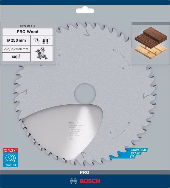 Kreissägeblatt PRO Wood AD 250mm Z.60 WZ/N Bohr.30mm Schnitt-B.3,2mm HM