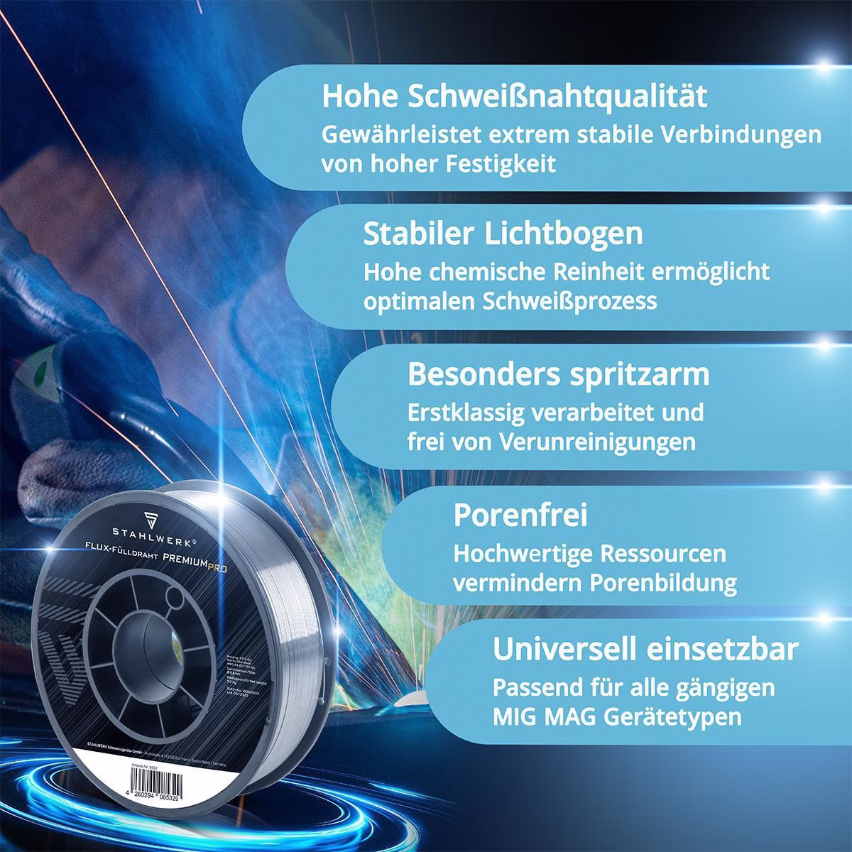Fülldraht FLUX E71T-GS 0,8mm 5kg