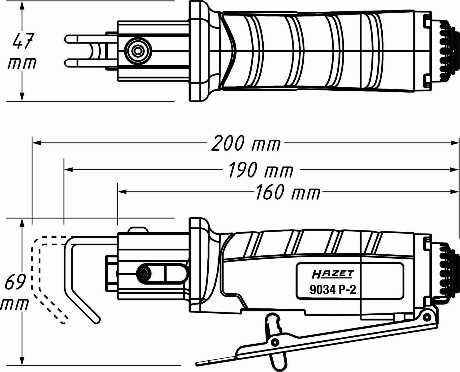 Druckluftsäbelsäge 9034P-2 HO STA 3mm Hub 10mm