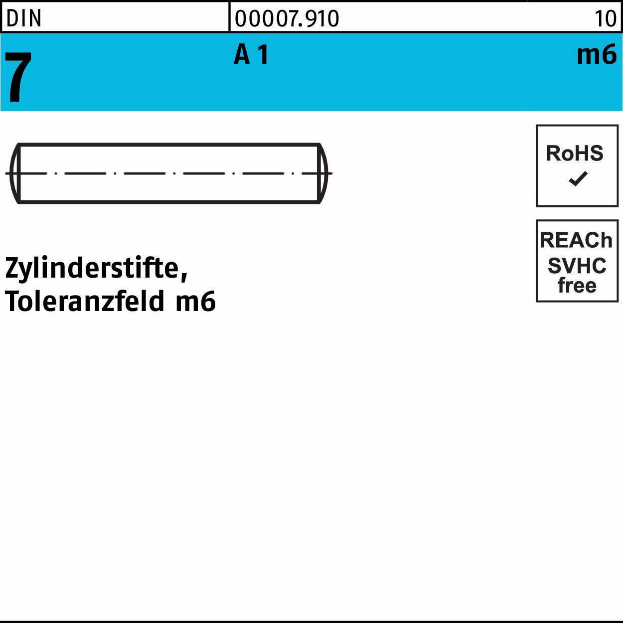 Zylinderstift DIN 7 12 m6x 16 A 1 50 Stück