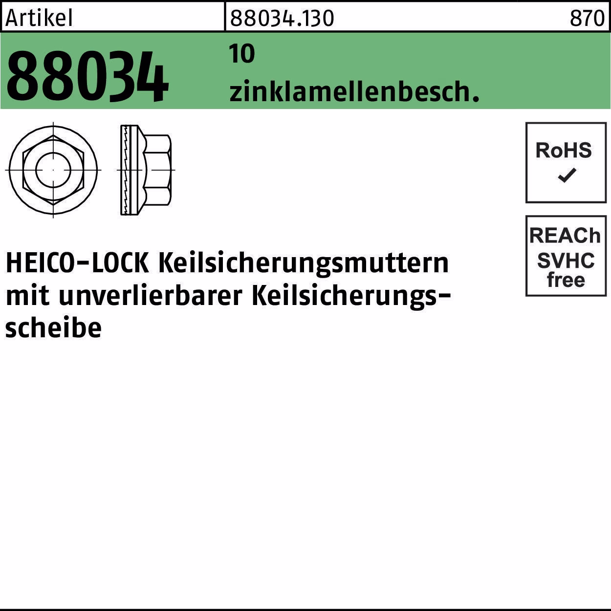 Keilsicherungsmutter R 88034 10 flZnnc