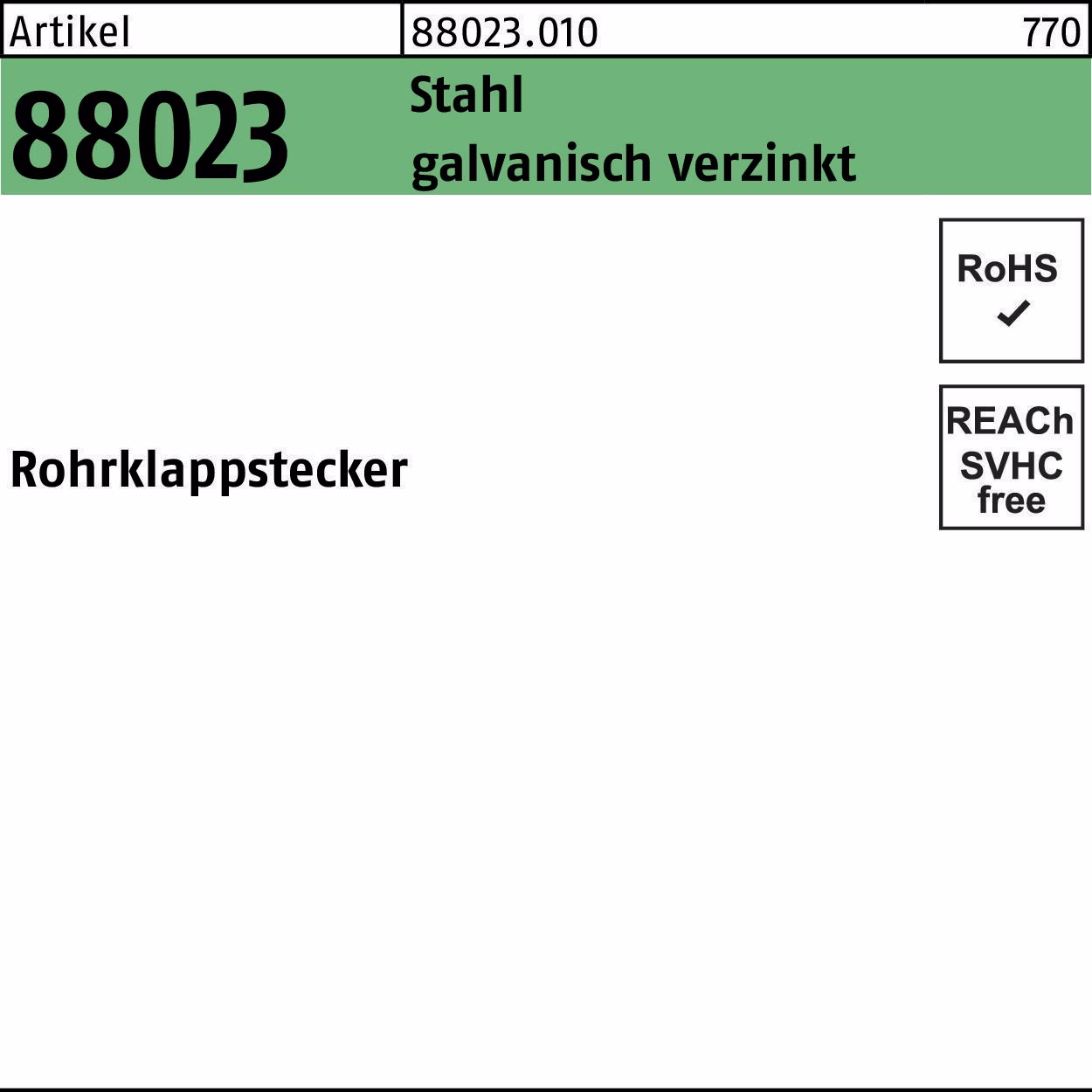 Rohrklappstecker R 88023 Stahl galv.verz.