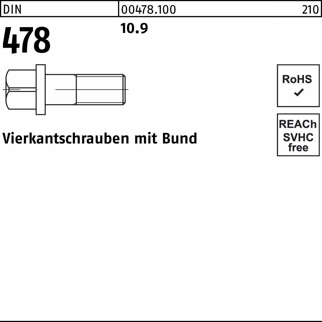 Vierkantschraube DIN 478 Bund 10.9