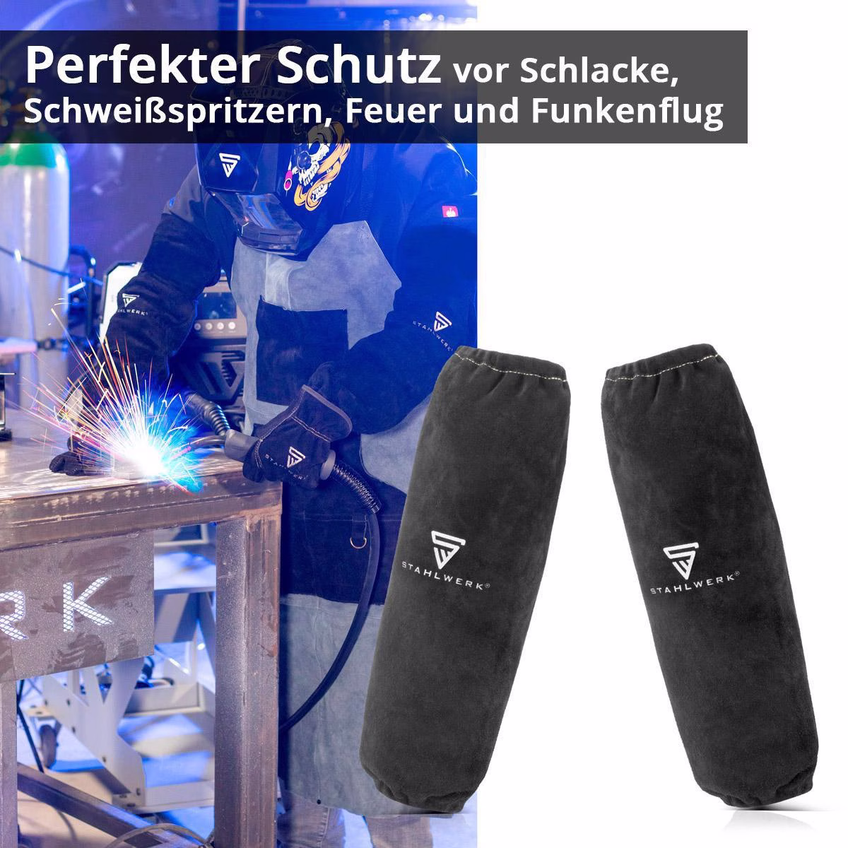Schweißerärmel m.elastischem Bund Schwarz