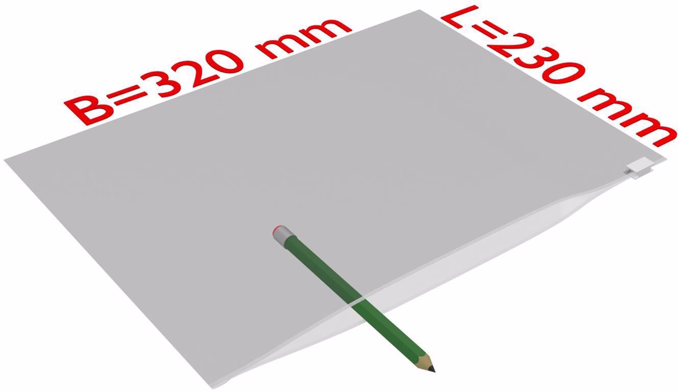 Gleitverschlussbeutel Maße 320x230mm Stärke 75µ PE transparent