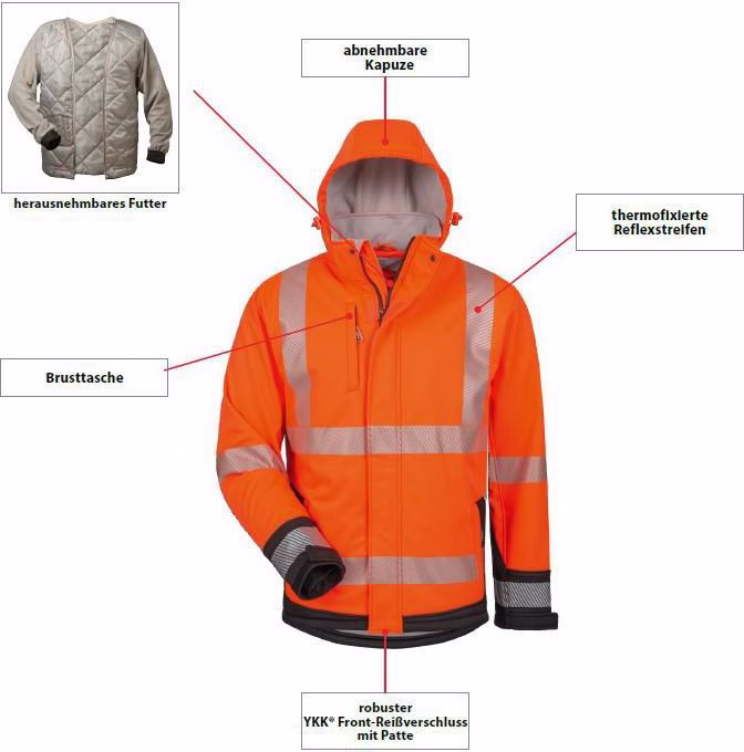 Warnschutz-Softshelljacke Lukas Gr.XXL orange/schwarz