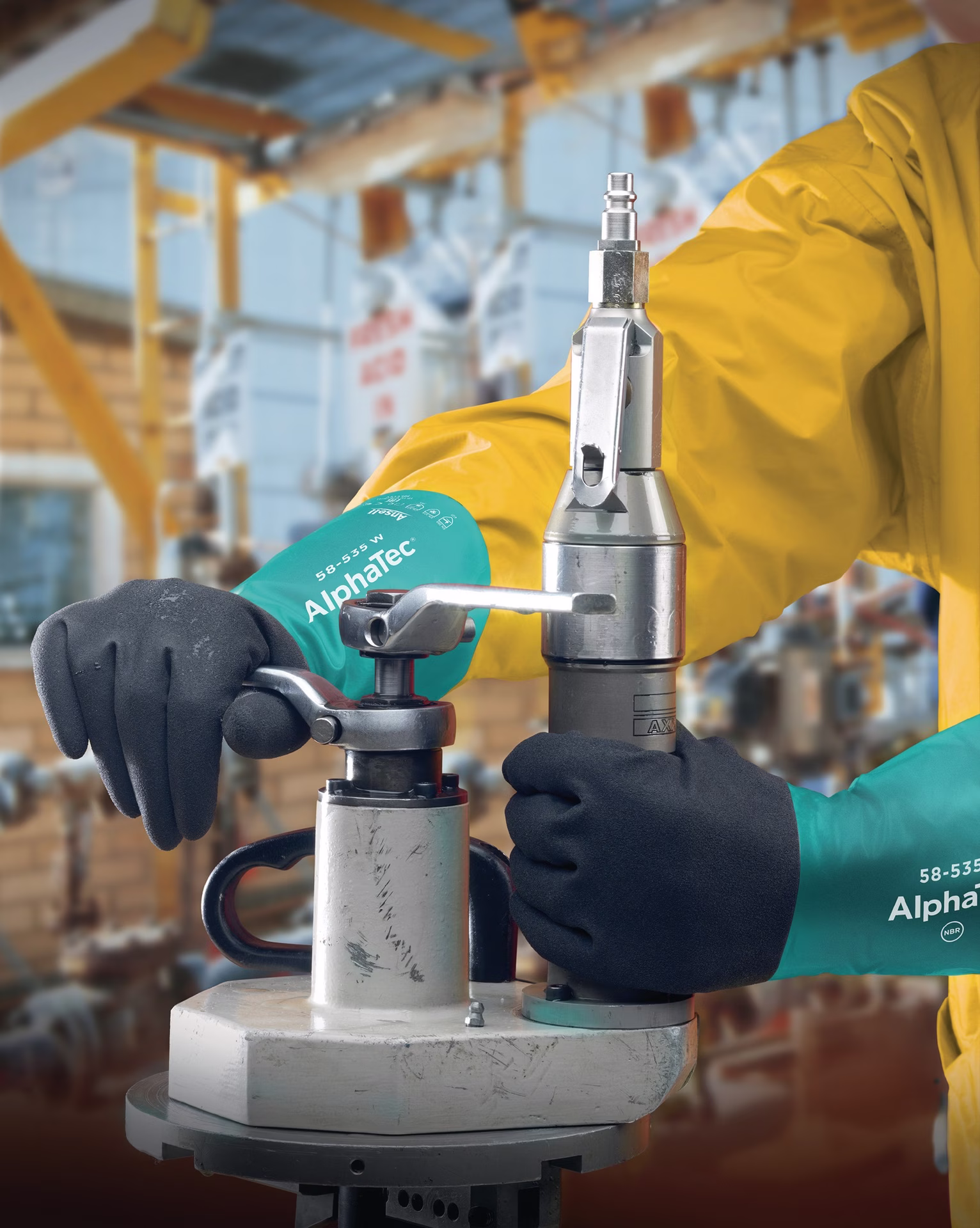 Chemiehandschuh Alpha-Tec grün/grau EN 388,EN 374,EN 1149 Kat.III