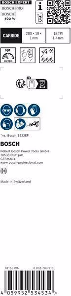 Säbelsägeblatt Expert Thin Tough Metal L.200mm B.19mm TPI 18 1,4mm 1 St./Karte