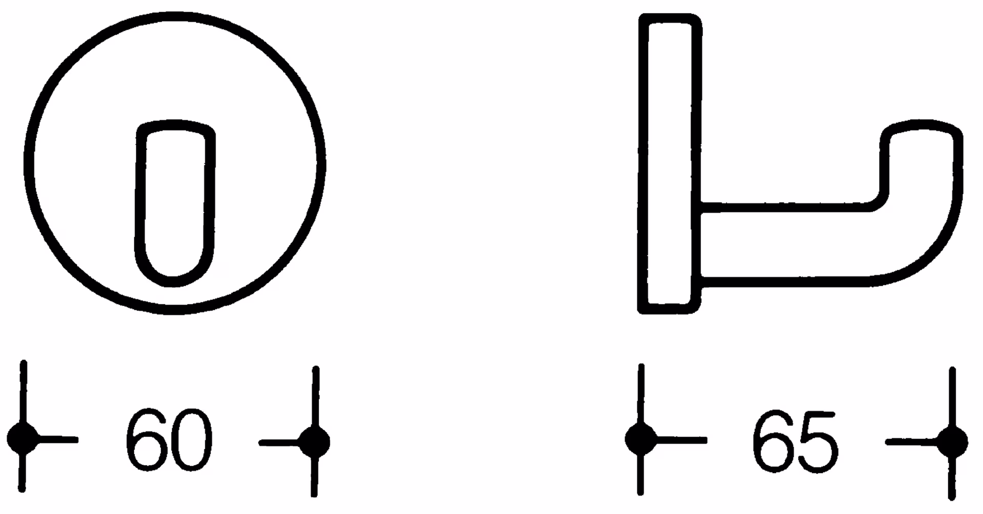 Einzelhaken 477.90.045 einfach A.65mm PA apfelgrün 74 D.60mm