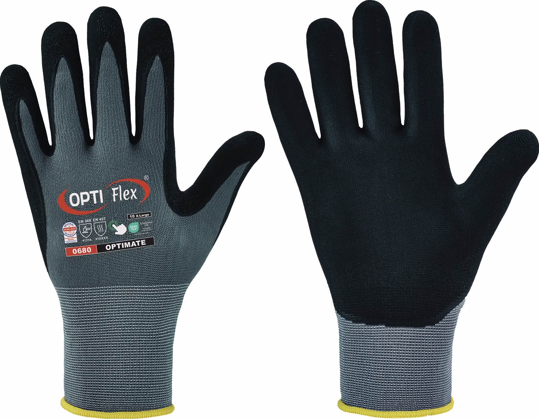 Handschuh OPTIMATE grau/schwarz EN 420/EN 388 PSA II
