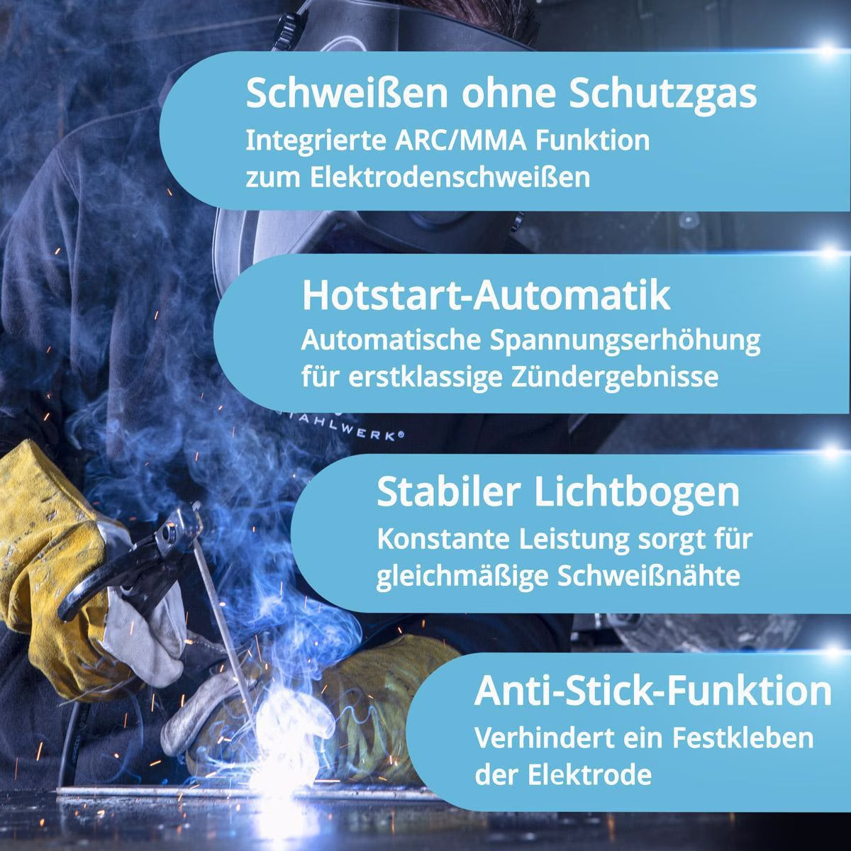 Fülldrahtschweißgerät Mini FLUX 120 ST Digital m.Zub.20-120 A gasg