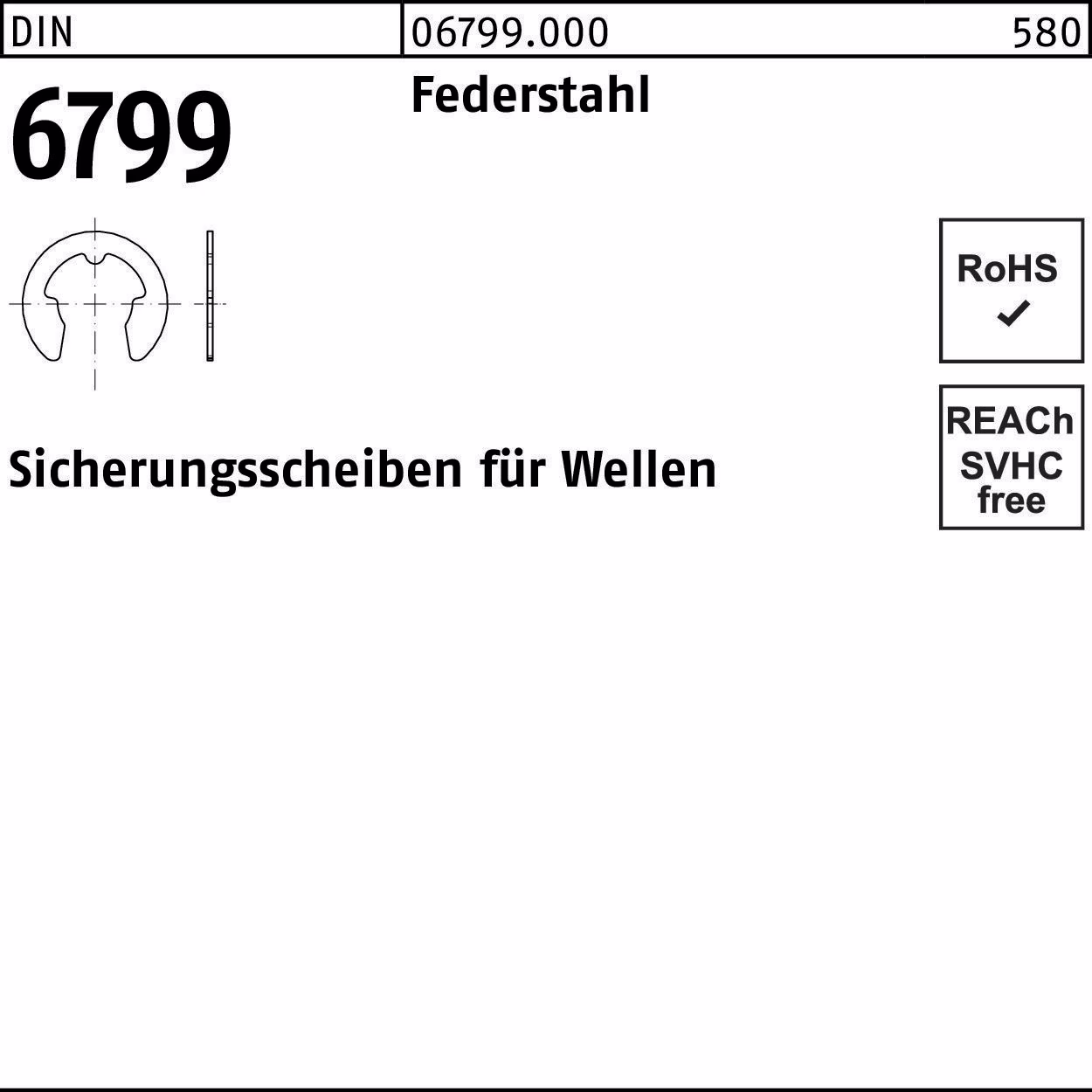 Sicherungsscheibe DIN 6799 f.Wellen Federstahl