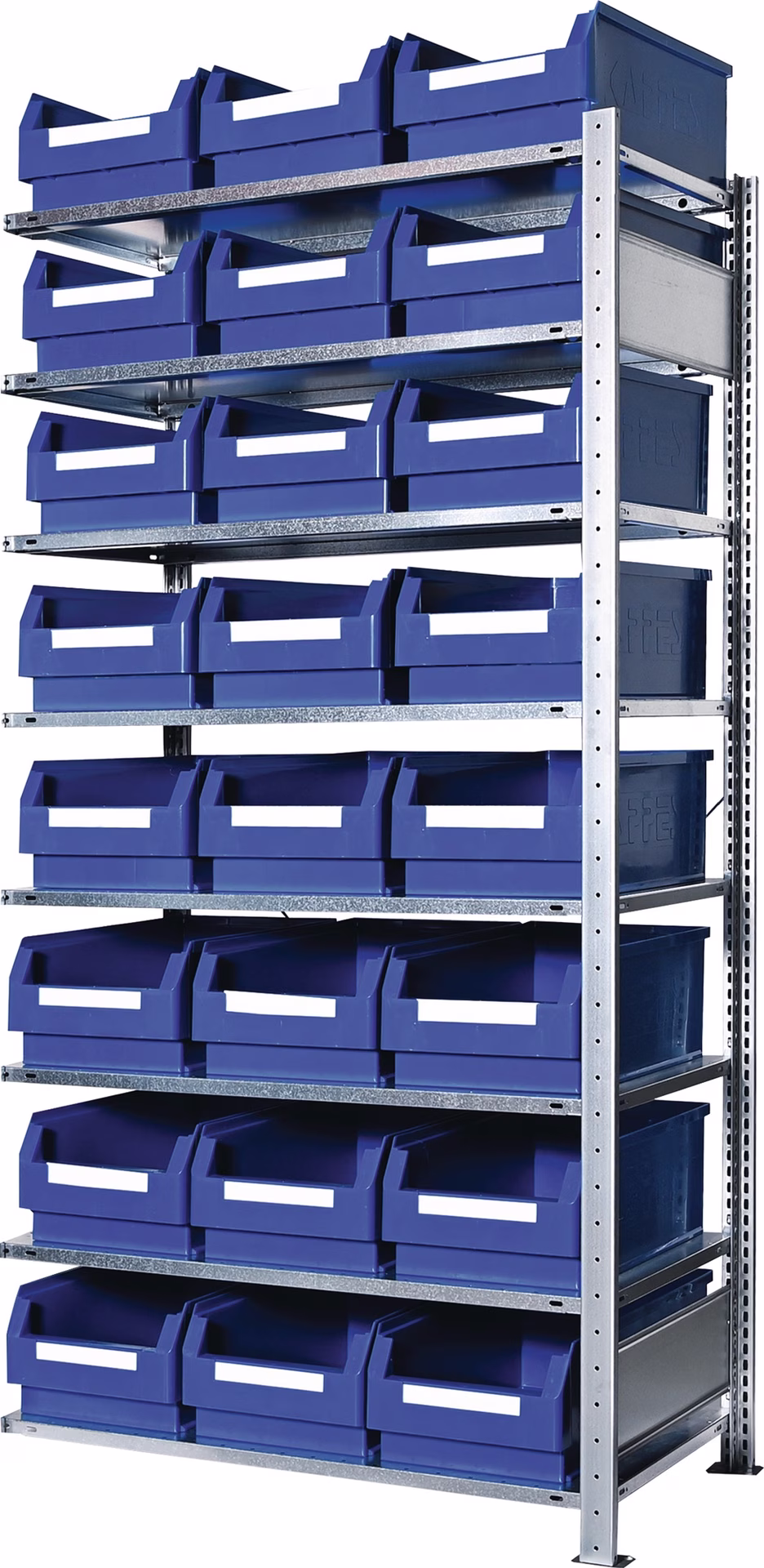 Steckregal H2000xB1000xT500mm Anbauregal 8 Stahl-Bd.24xGr.2 blau