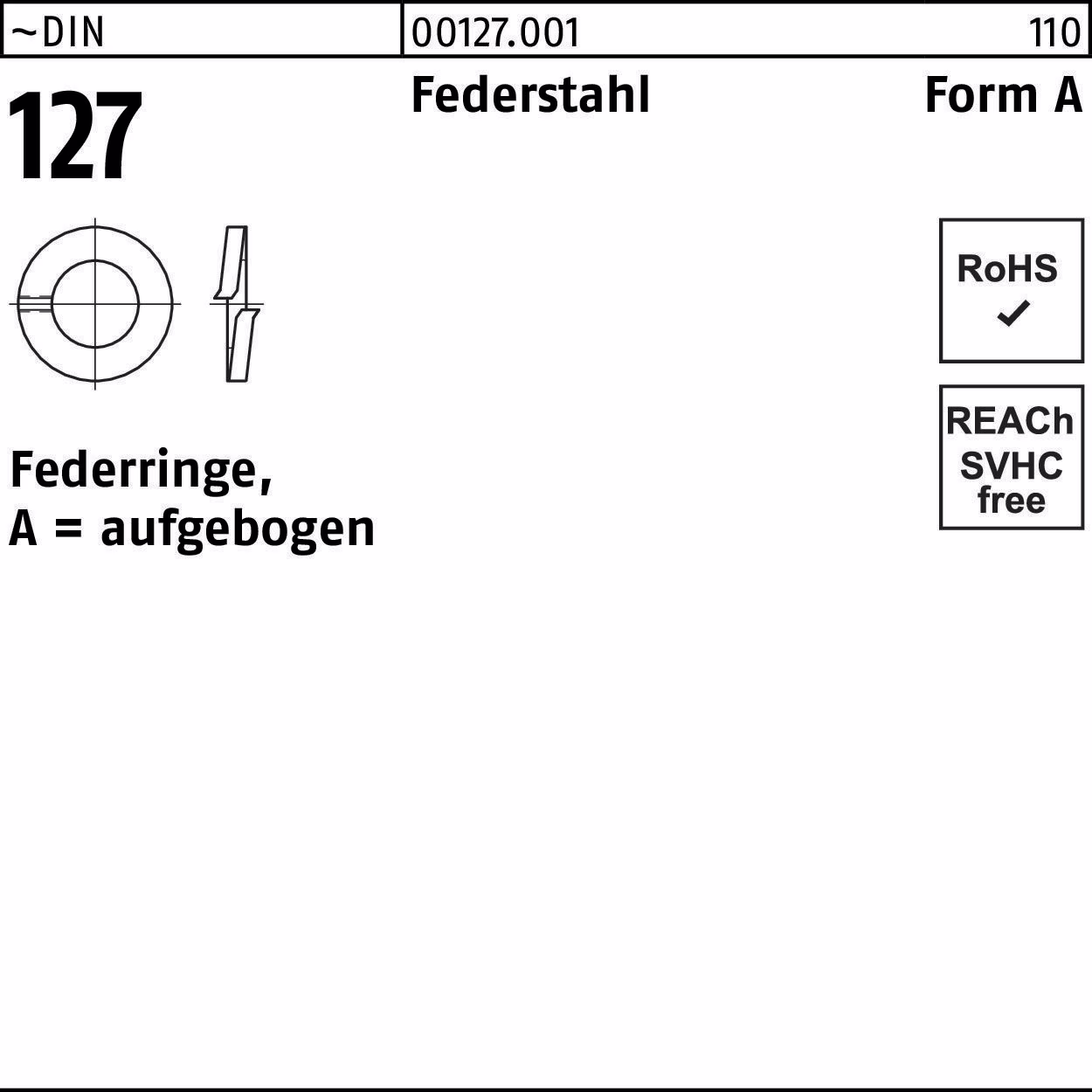 Federring DIN 127 A 3 Federstahl 1000 Stück