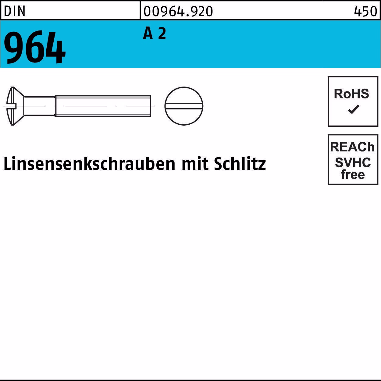 Linsensenkschraube DIN 964 Schlitz