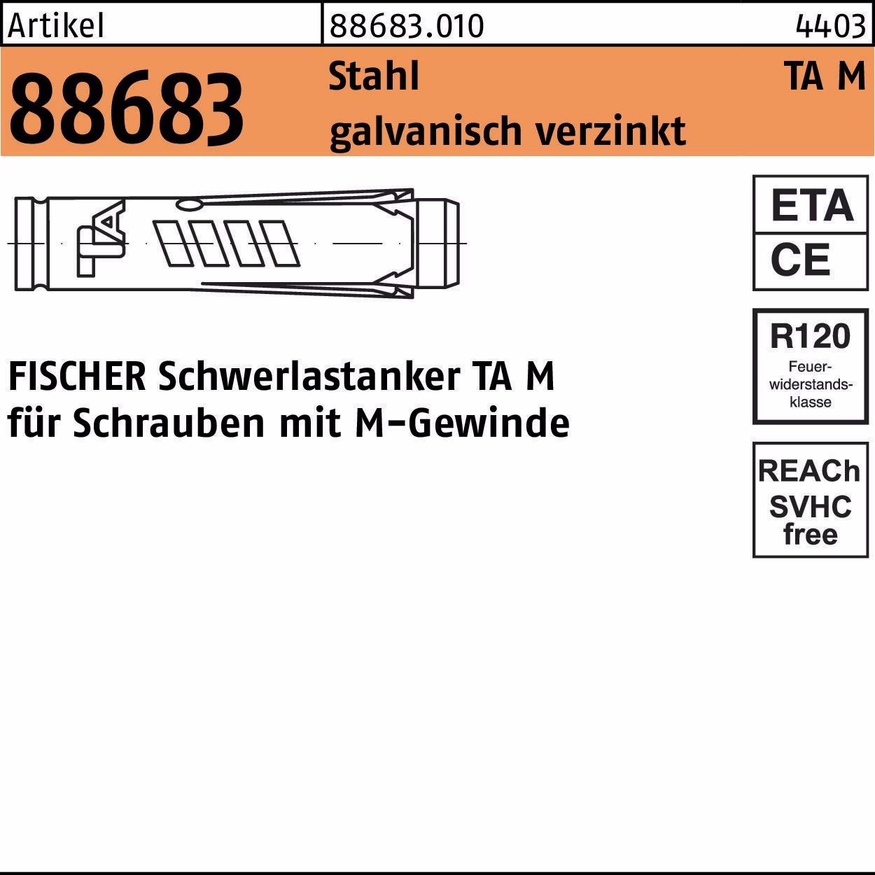Schwerlastanker R 88683 TA Stahl galv.verz.