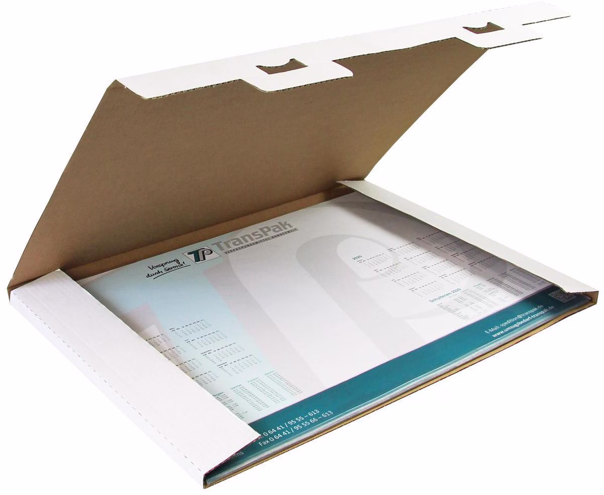 Kalenderverpackung 1-wellig Maße 605x427x15mm A2 Qualität 1.3B weiß