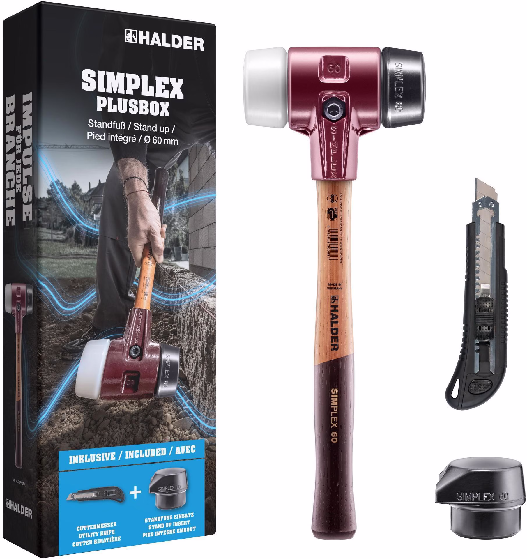 Schonhammer SIMPLEX-Plusbox Starterkit L.165mm Kopf-D.60mm mittelh.lackiertes HO