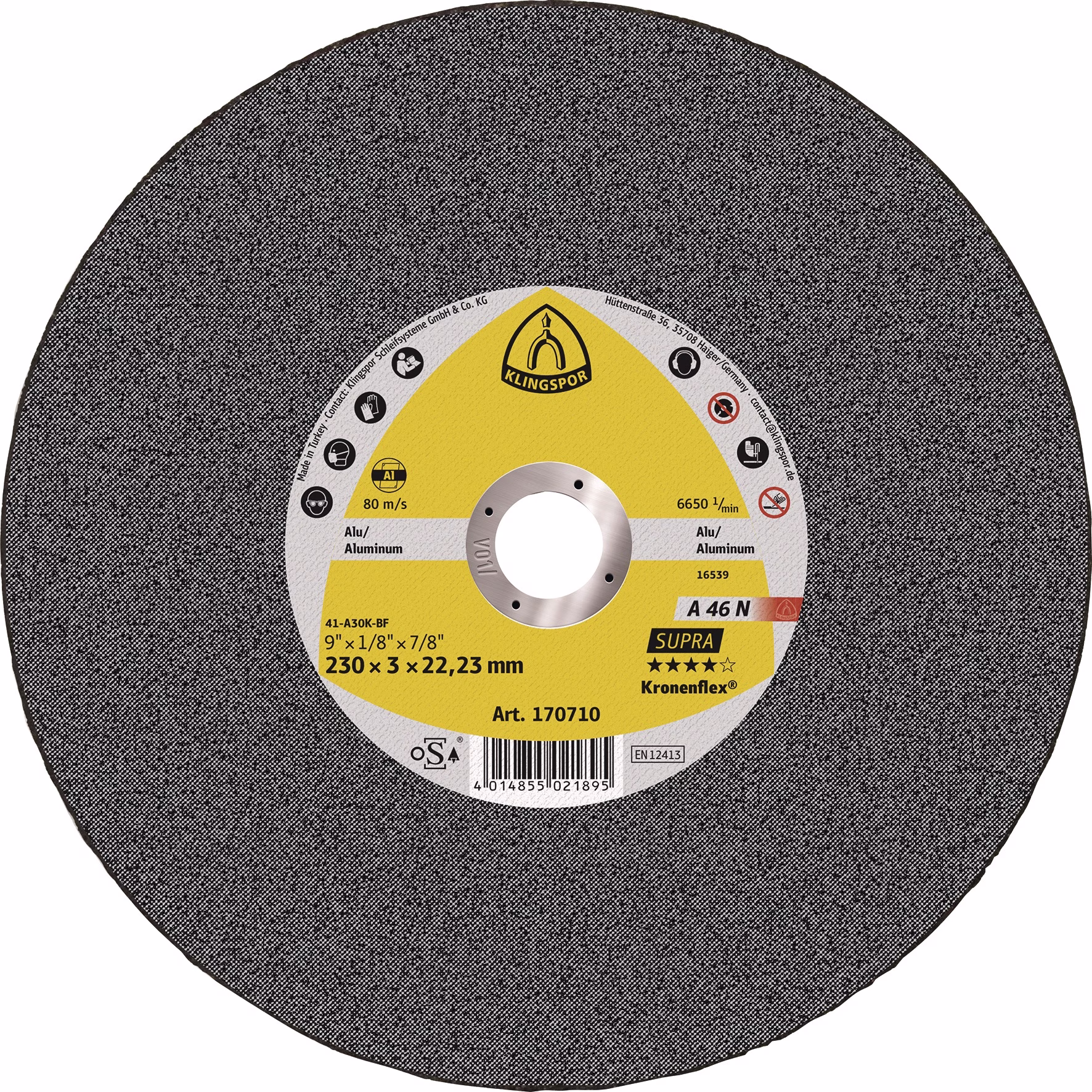 Trennscheibe A 46 N Supra Aluminium Bohrung 22,23 mm KLINGSPOR