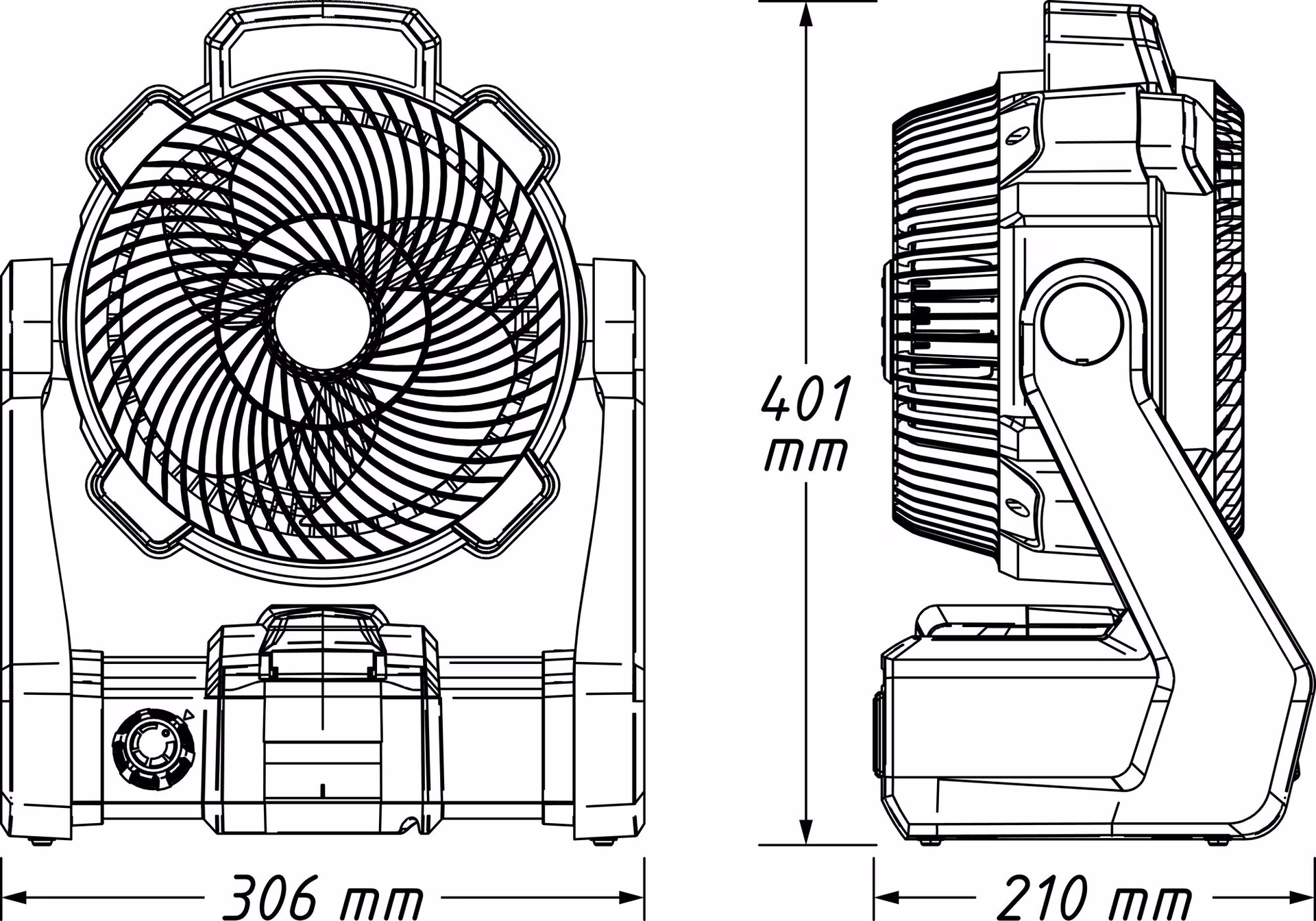 Akku-Ventilator 9544-10 H.400mm 230V blau