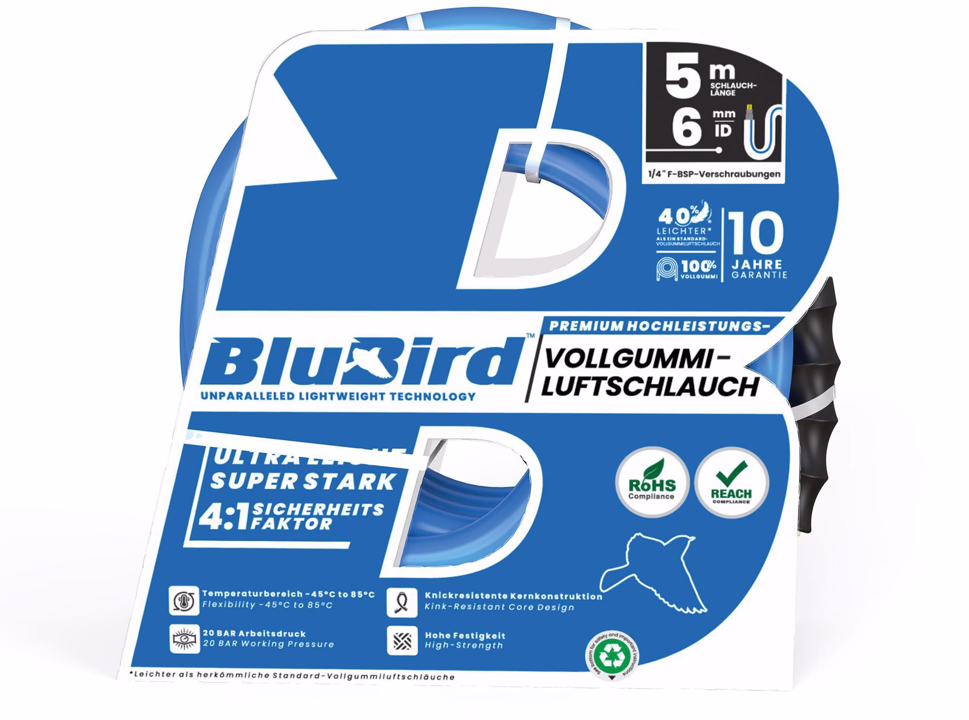Werkstattschlauchset BluBird ID 6mm AD 12mm L.5m Schnellver.Kup.
