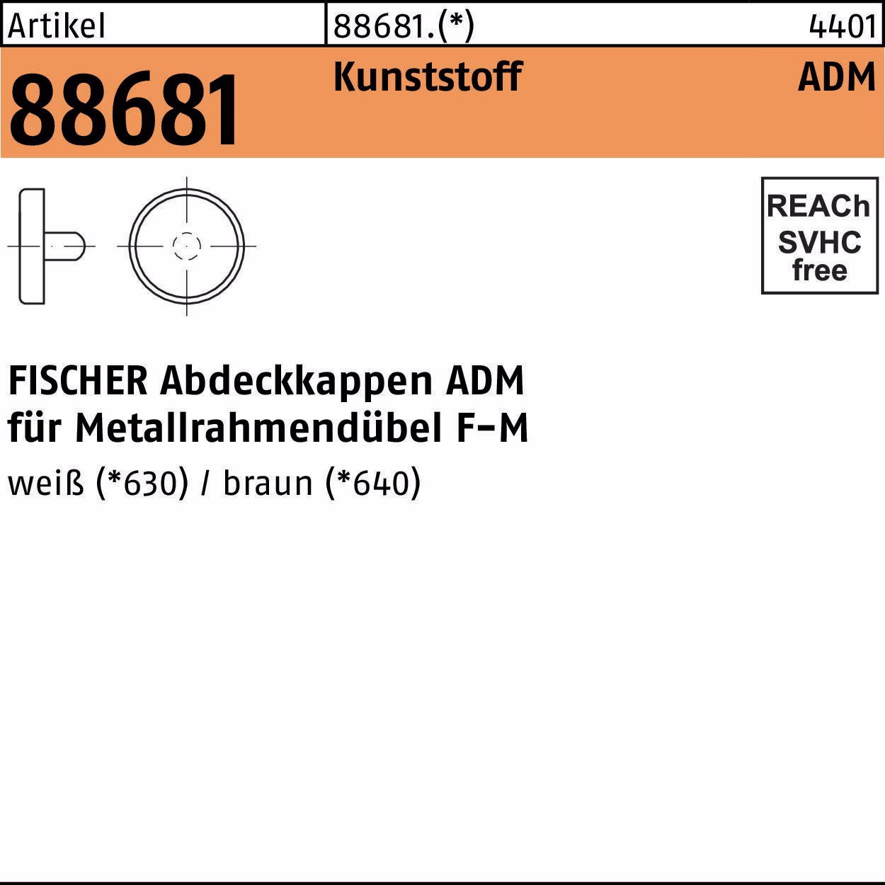 Abdeckkappen R 88681 10 Ku. weiß 100 Stück