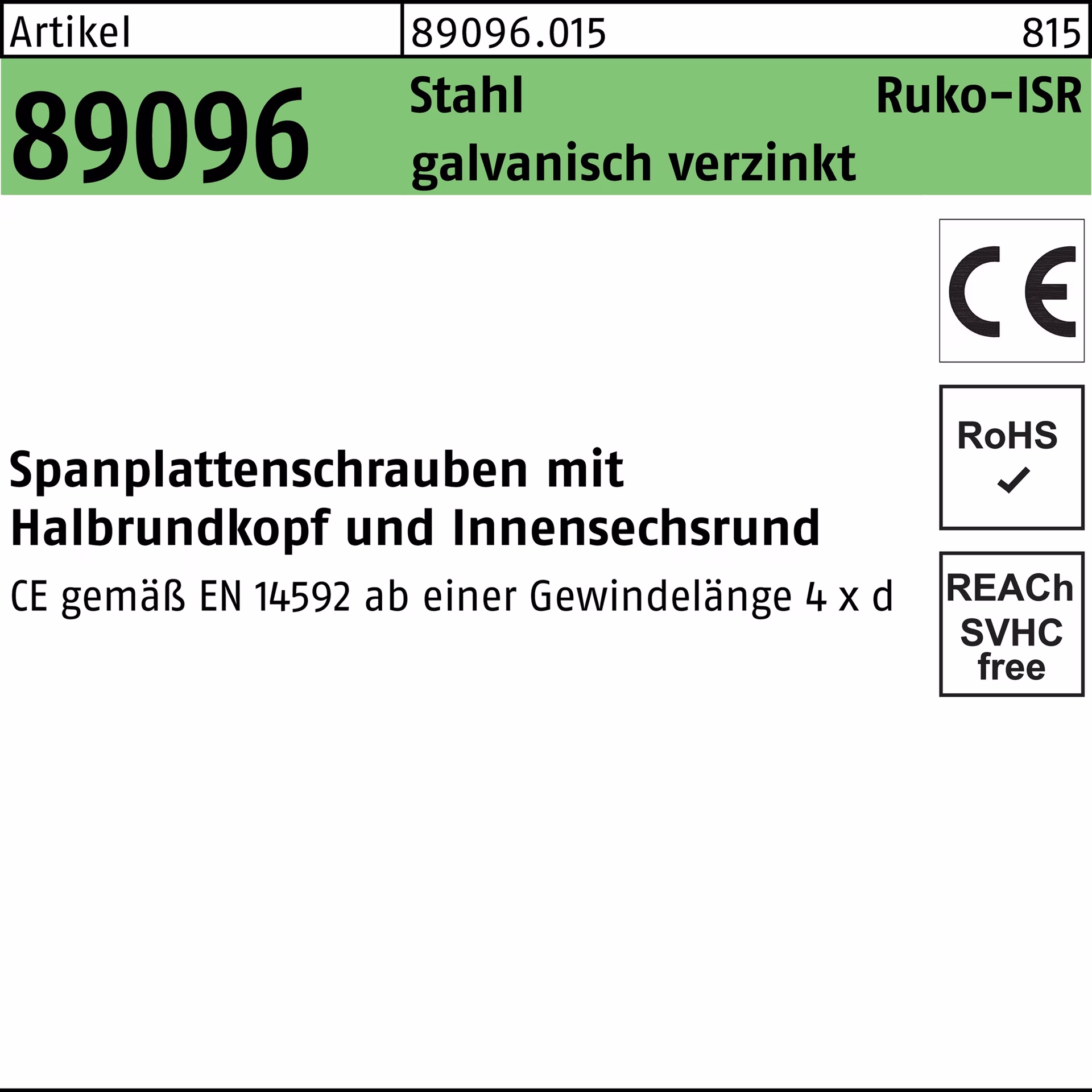 Spanplattenschraube R 89096 HAKO ISR x Stahl 200St. FS