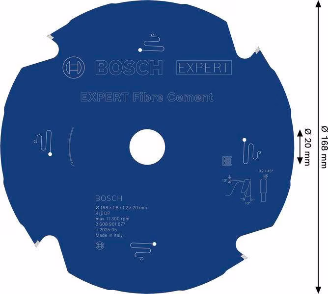 Kreissägeblatt EXPERT for Fiber Cement AD 168mm Z.4 TCG Bohr.20mm
