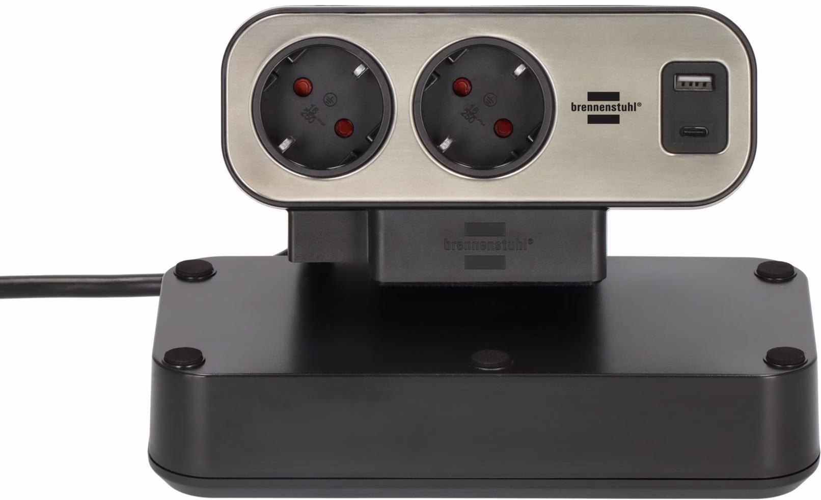 Tischsteckdosenleiste estilo Dublex 16 A 12V silber Steckd.10 2m PVC 2mm²